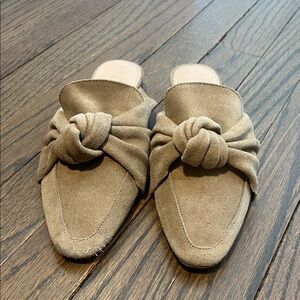 Zara Knotted Tan Suede Mules